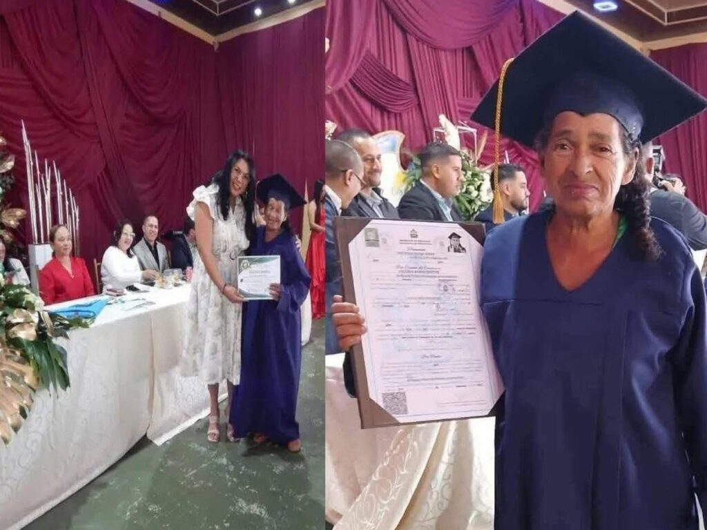A LOS 65 AÑOS CUMPLE SU SUEÑO: MUJER SE GRADÚA DE BACHILLERATO TRAS AÑOS VENDIENDO AGUA PARA ESTUDIAR