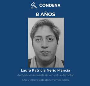 MUJER RECIBE 8 AÑOS DE CÁRCEL TRAS APROPIARSE Y VENDER AUTO AJENO