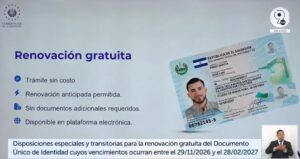 ASAMBLEA LEGISLATIVA APRUEBA GRATUIDAD TOTAL EN RENOVACIÓN DE DUI