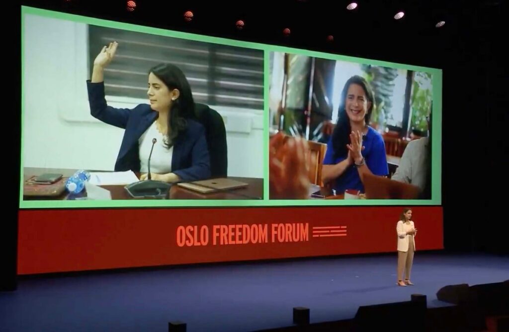 DIPUTADA CLAUDIA ORTIZ CUESTIONA EN NORUEGA LAS MEDIDAS DE SEGURIDAD IMPLEMENTADAS EN EL SALVADOR